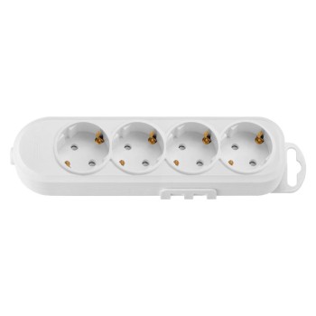 Розетка 4-ая переносная (с/з, 16А, 250В, з/ш) белая, BYLECTRICA