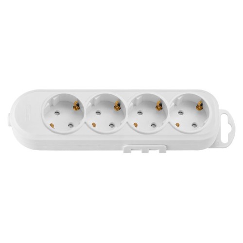Розетка 4-ая переносная (с/з, 16А, 250В, з/ш) белая, BYLECTRICA