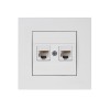 Розетка компьютерная 2xRJ45 (Cat5e, скрытая) белая, RITA, MUTLUSAN