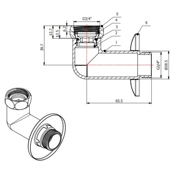 Американка угловая 3/4
