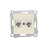 Розетка компьютерная 2xRJ45 (Cat6, скрытая, без рамки) кремовая, RITA, MUTLUSAN