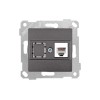 Розетка компьютерная 1xRJ45 (Cat5e, скрытая, без рамки) дымчатая, RITA, MUTLUSAN