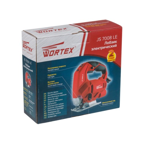 Лобзик электрический WORTEX JS 7008 LE 710 Вт, 800-3000 ход/мин, пропил до 70 мм
