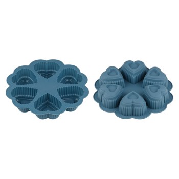 Форма для выпечки, силиконовая, круглая на 6 сердец, 25 х 4.5 см, BLUESTONE, PERFECTO LINEA