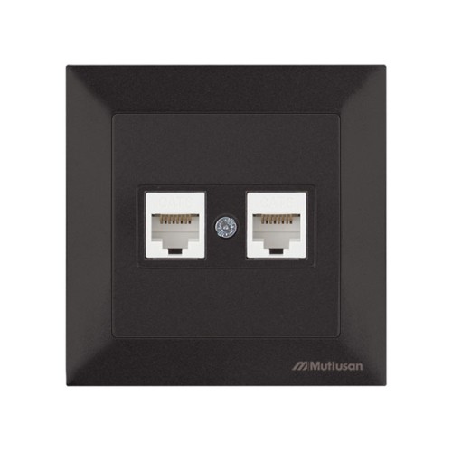 Розетка компьютерная 2xRJ45 (Cat6, скрытая) черная, DARIA, MUTLUSAN