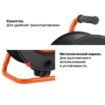 Удлинитель на катушке 40м (1 роз., 2,2кВт, б/з, ПВС 2х1,0) Юпитер