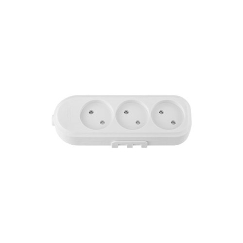 Розетка 3-ая переносная (б/з, 16А, 250В, з/ш, струезащ.) белая, BYLECTRICA
