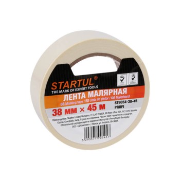 Лента малярная 38ммх45м STARTUL PROFI (ST9054-38-45), белая