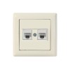 Розетка компьютерная 2xRJ45 (Cat5e, скрытая) кремовая, DARIA, MUTLUSAN