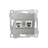 Розетка телефонная + компьютерная (RJ12+Cat5e, скрытая, без рамки) титан, RITA, MUTLUSAN