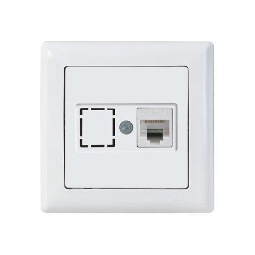 Розетка компьютерная 1xRJ45 (Cat6, скрытая) белая, DARIA, MUTLUSAN