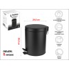 Ведро для мусора с педалью, 5 л, черное, нержавеющая сталь, PERFECTO LINEA