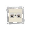 Розетка компьютерная 2xRJ45 (Cat5e, скрытая, без рамки) кремовая, RITA, MUTLUSAN