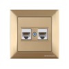 Розетка компьютерная 2xRJ45 (Cat5e, скрытая) золото, DARIA, MUTLUSAN