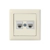 Розетка компьютерная 2xRJ45 (Cat6, скрытая) кремовая, DARIA, MUTLUSAN