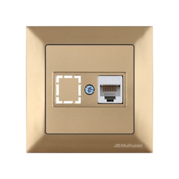 Розетка компьютерная 1xRJ45 (Cat5e, скрытая) золото, DARIA, MUTLUSAN