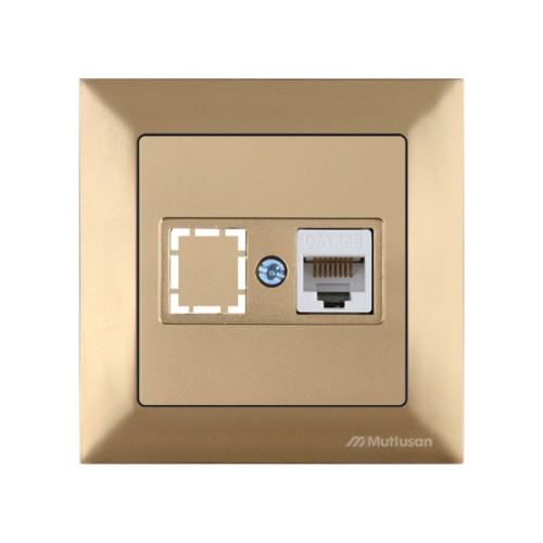 Розетка компьютерная 1xRJ45 (Cat5e, скрытая) золото, DARIA, MUTLUSAN