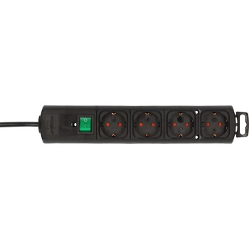 Удлинитель 2м (4 роз., 3.3кВт, с/з, выкл., ПВС) черный Brennenstuhl Comfort-Line