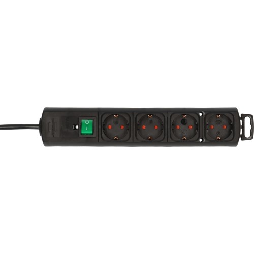 Удлинитель 2м (4 роз., 3.3кВт, с/з, выкл., ПВС) черный Brennenstuhl Comfort-Line