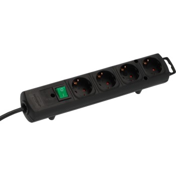 Удлинитель 2м (4 роз., 3.3кВт, с/з, выкл., ПВС) черный Brennenstuhl Comfort-Line
