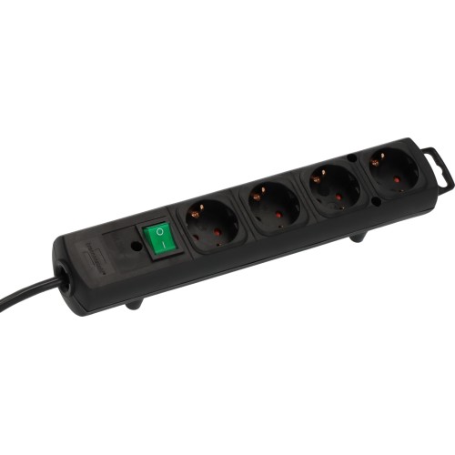 Удлинитель 2м (4 роз., 3.3кВт, с/з, выкл., ПВС) черный Brennenstuhl Comfort-Line