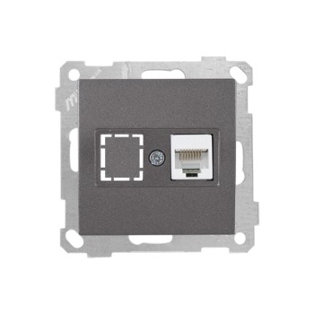 Розетка компьютерная 1xRJ45 (Cat5e, скрытая, без рамки) дымчатая, DARIA, MUTLUSAN