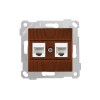 Розетка компьютерная 2xRJ45 (Cat5e, скрытая, без рамки) орех, RITA, MUTLUSAN