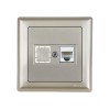 Розетка компьютерная 1xRJ45 (Cat5e, скрытая, с рамкой) титан, DARIA, MUTLUSAN