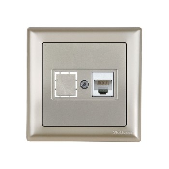 Розетка компьютерная 1xRJ45 (Cat5e, скрытая, с рамкой) титан, DARIA, MUTLUSAN
