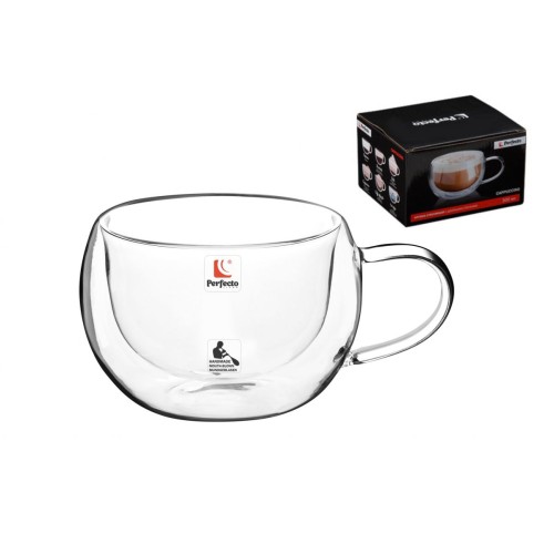 Кружка стеклянная с двойными стенками, 300 мл, серия CAPPUCCINO, PERFECTO LINEA