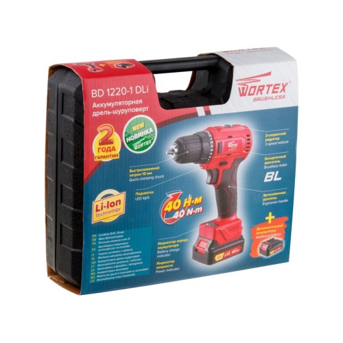 Аккум. дрель-шуруповерт WORTEX BD 1220-1 DLi