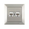 Розетка компьютерная 2xRJ45 (Cat6, скрытая) титан, DARIA, MUTLUSAN