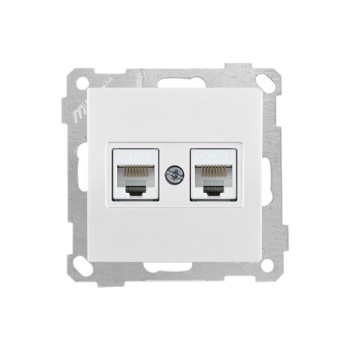 Розетка компьютерная 2xRJ45 (Cat5e, скрытая, без рамки) белая, DARIA, MUTLUSAN