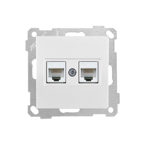 Розетка компьютерная 2xRJ45 (Cat5e, скрытая, без рамки) белая, DARIA, MUTLUSAN