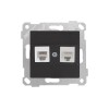 Розетка телефонная + компьютерная (RJ12+Cat5e, скрытая, без рамки) черная, RITA, MUTLUSAN