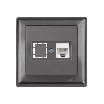 Розетка компьютерная 1xRJ45 (Cat5e, скрытая, с рамкой) дымчатый, DARIA, MUTLUSAN