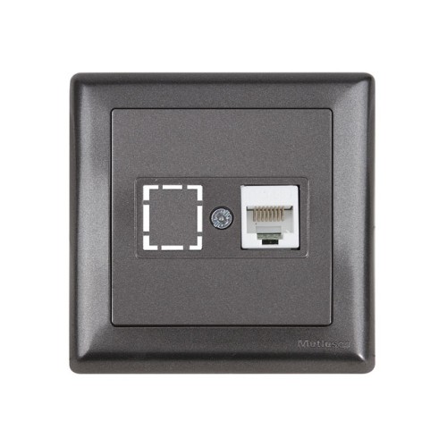 Розетка компьютерная 1xRJ45 (Cat5e, скрытая, с рамкой) дымчатый, DARIA, MUTLUSAN