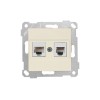 Розетка телефонная + компьютерная (RJ12+Cat5e, скрытая, без рамки) кремовая, RITA, MUTLUSAN