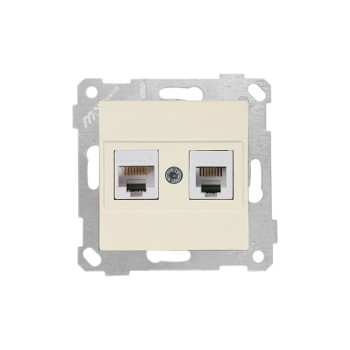 Розетка телефонная + компьютерная (RJ12+Cat5e, скрытая, без рамки) кремовая, RITA, MUTLUSAN