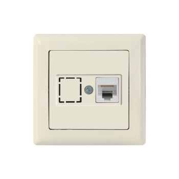 Розетка компьютерная 1xRJ45 (Cat6, скрытая) кремовая, DARIA, MUTLUSAN