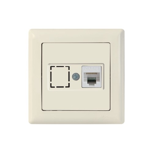 Розетка компьютерная 1xRJ45 (Cat6, скрытая) кремовая, DARIA, MUTLUSAN