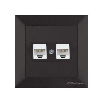 Розетка компьютерная 2xRJ45 (Cat5e, скрытая) черная, DARIA, MUTLUSAN