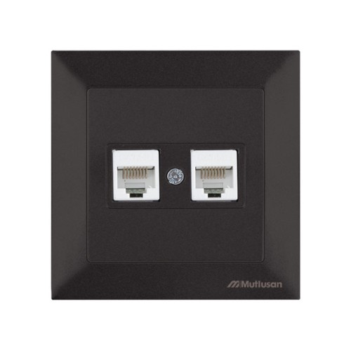 Розетка компьютерная 2xRJ45 (Cat5e, скрытая) черная, DARIA, MUTLUSAN