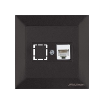 Розетка компьютерная 1xRJ45 (Cat5e, скрытая) черная, DARIA, MUTLUSAN