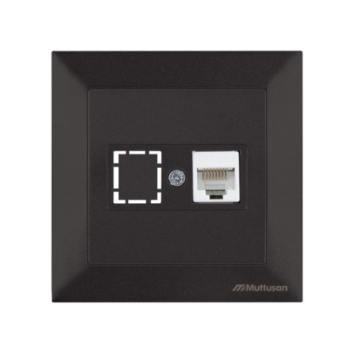 Розетка компьютерная 1xRJ45 (Cat5e, скрытая) черная, DARIA, MUTLUSAN