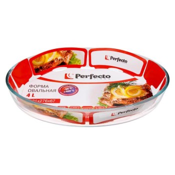 Форма из жаропрочного стекла, 4.0 л, овальная, 391x276x67 мм, PERFECTO LINEA