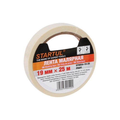 Лента малярная 19ммх25м STARTUL PROFI (ST9054-19-25), белая