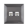 Розетка компьютерная 2xRJ45 (Cat5e, скрытая) дымчатая, DARIA, MUTLUSAN