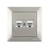 Розетка компьютерная 2xRJ45 (Cat5e, скрытая) титан, DARIA, MUTLUSAN