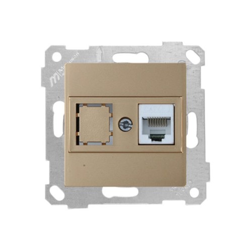 Розетка компьютерная 1xRJ45 (Cat5e, скрытая, без рамки) золото, RITA, MUTLUSAN